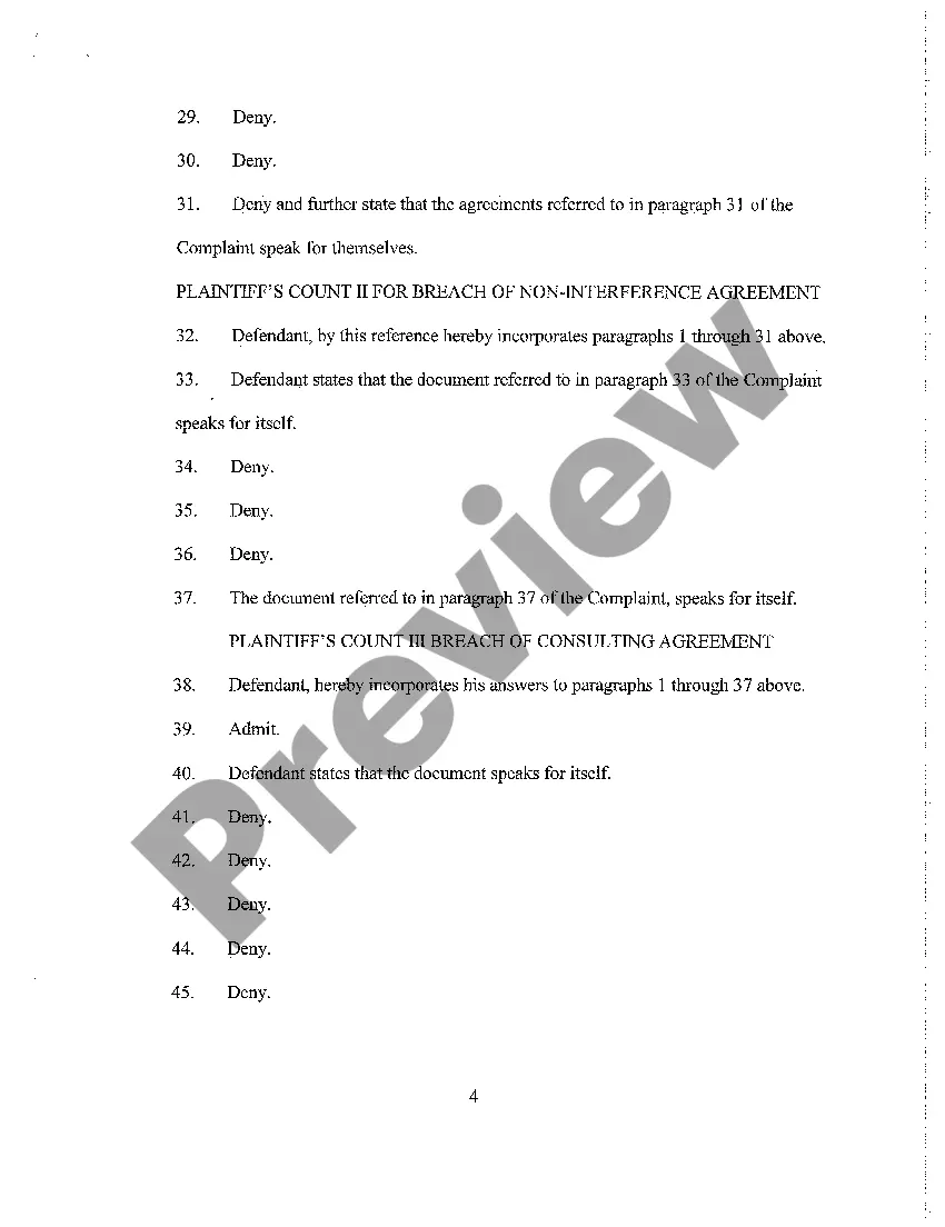 Get A02 Answer to Complaint regarding Noncompete Agreement Preview A02 Answer to Complaint regarding Noncompete Agreement