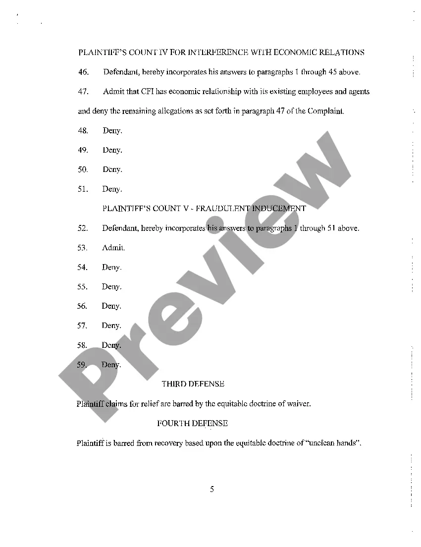 Get A02 Answer to Complaint regarding Noncompete Agreement Preview A02 Answer to Complaint regarding Noncompete Agreement