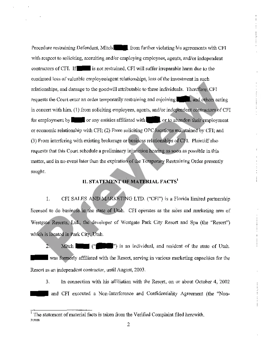 Preview A04 Memorandum in Support of Application for Temporary Restraining Order and Preliminary Injunction