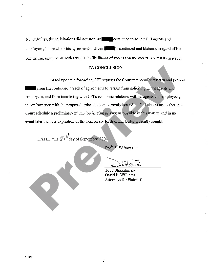 Preview A04 Memorandum in Support of Application for Temporary Restraining Order and Preliminary Injunction