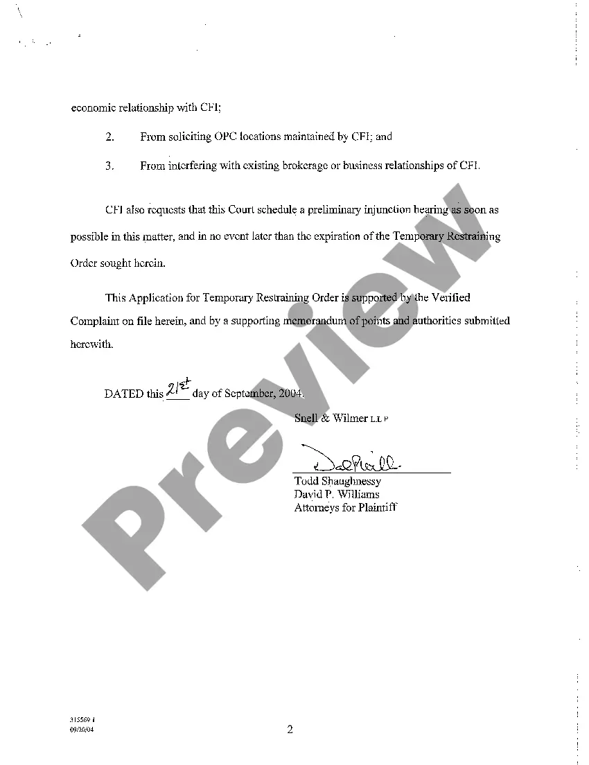 Preview A03 Application for Temporary Restraining Order and Preliminary Injunction