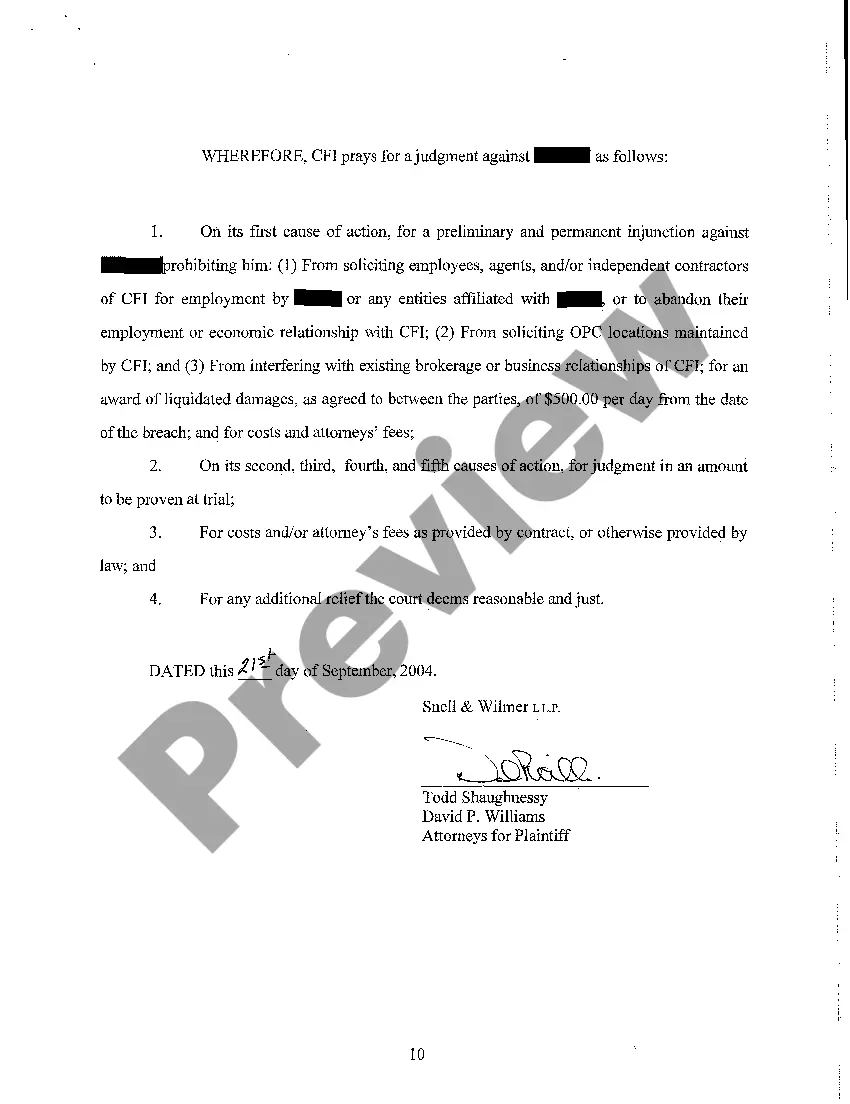 Get A01 Verified Complaint regarding Noncompete Agreement Preview A01 Verified Complaint regarding Noncompete Agreement