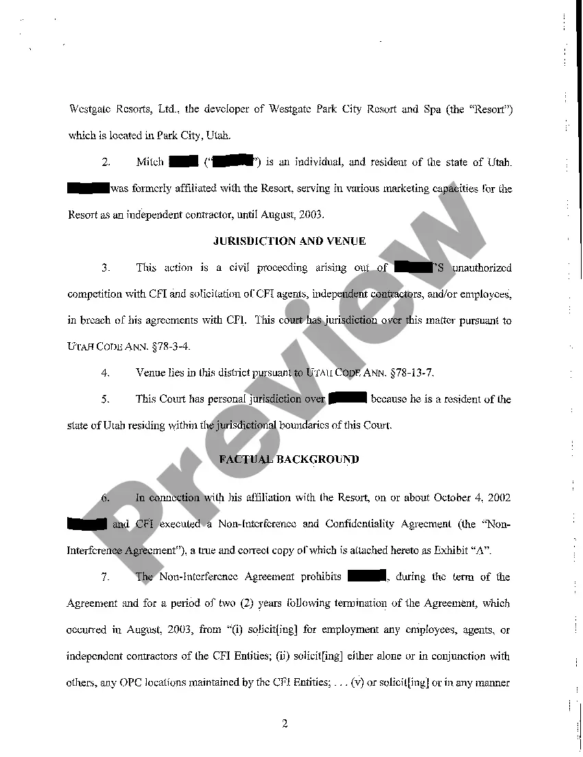 Get A01 Verified Complaint regarding Noncompete Agreement Preview A01 Verified Complaint regarding Noncompete Agreement