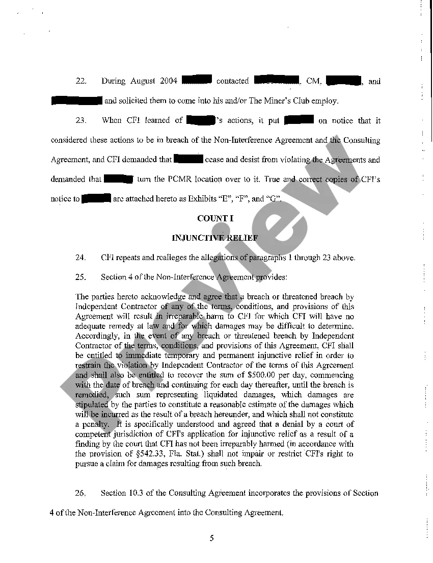 Get A01 Verified Complaint regarding Noncompete Agreement Preview A01 Verified Complaint regarding Noncompete Agreement