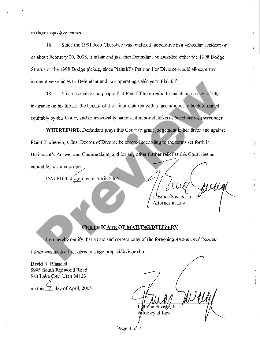 Get A02 Answer and Counterclaim Preview A02 Answer and Counterclaim