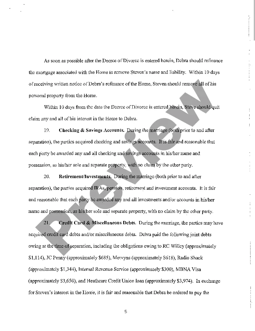 Get A05 Petition for Divorce Preview A05 Petition for Divorce