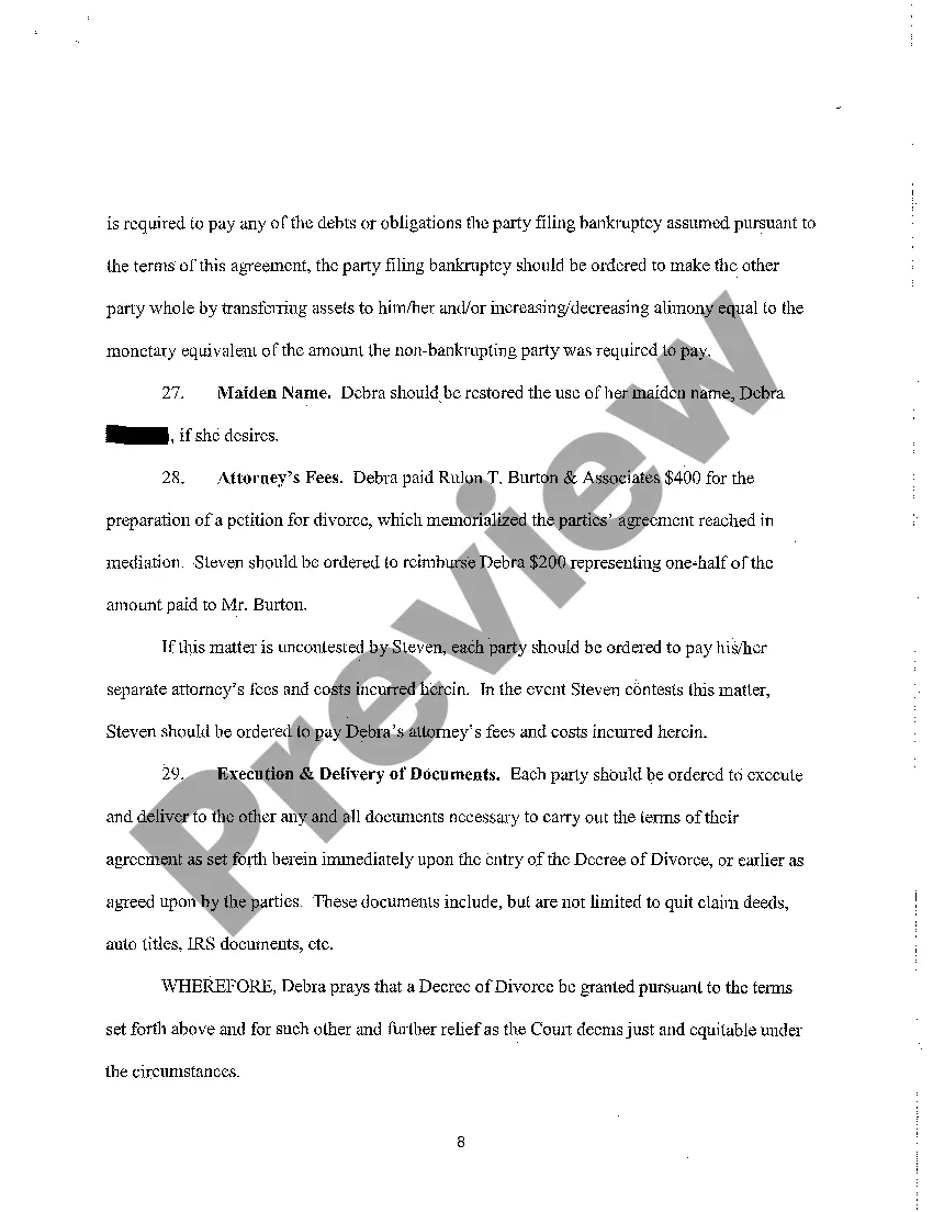 Get A05 Petition for Divorce Preview A05 Petition for Divorce