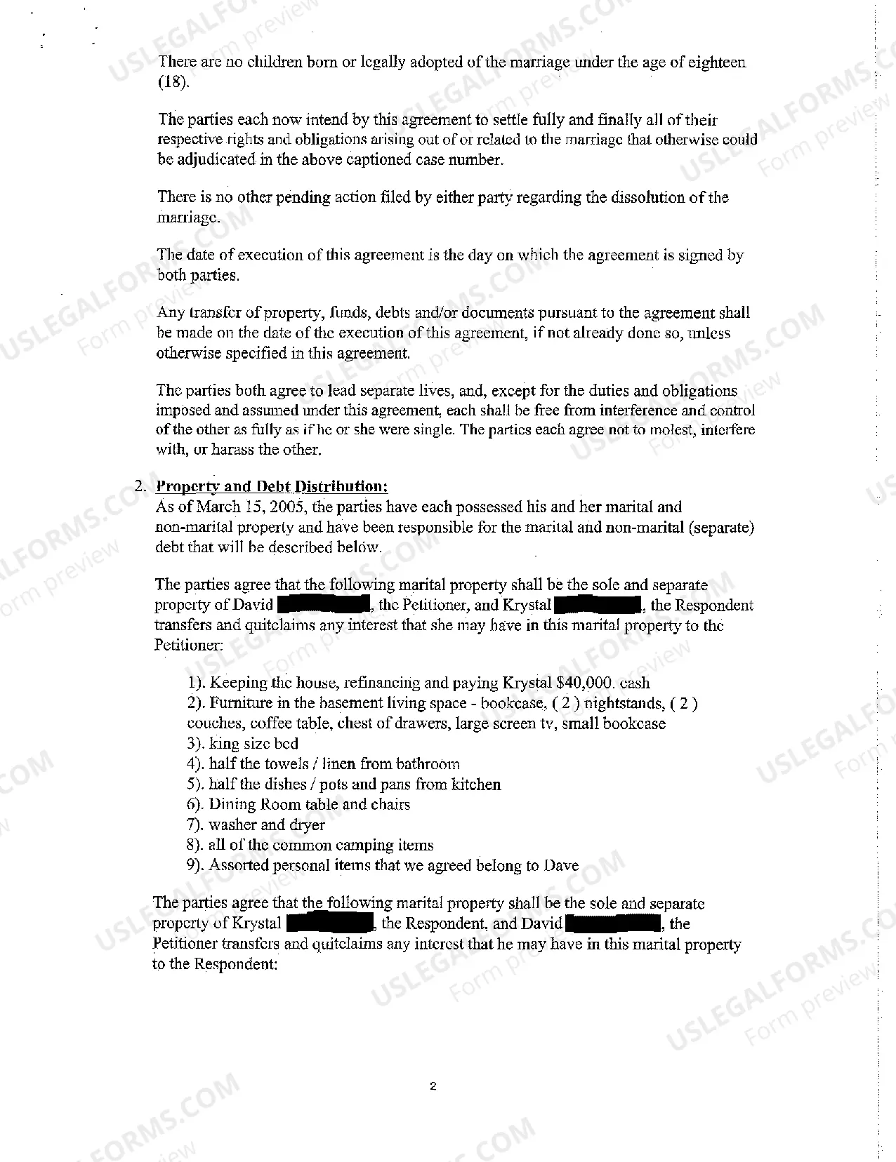 Preview A05 Marital Settlement Agreement