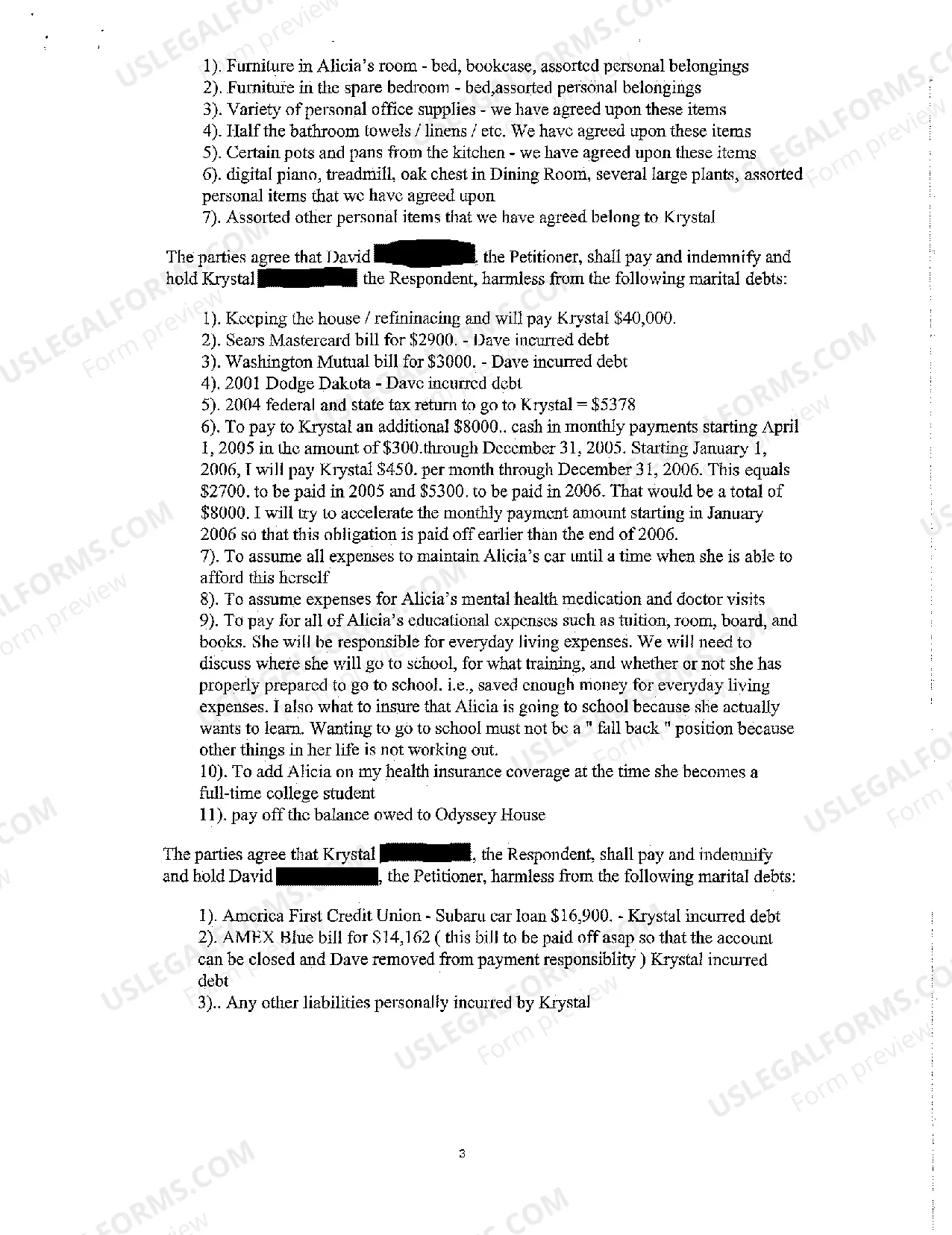 Preview A05 Marital Settlement Agreement