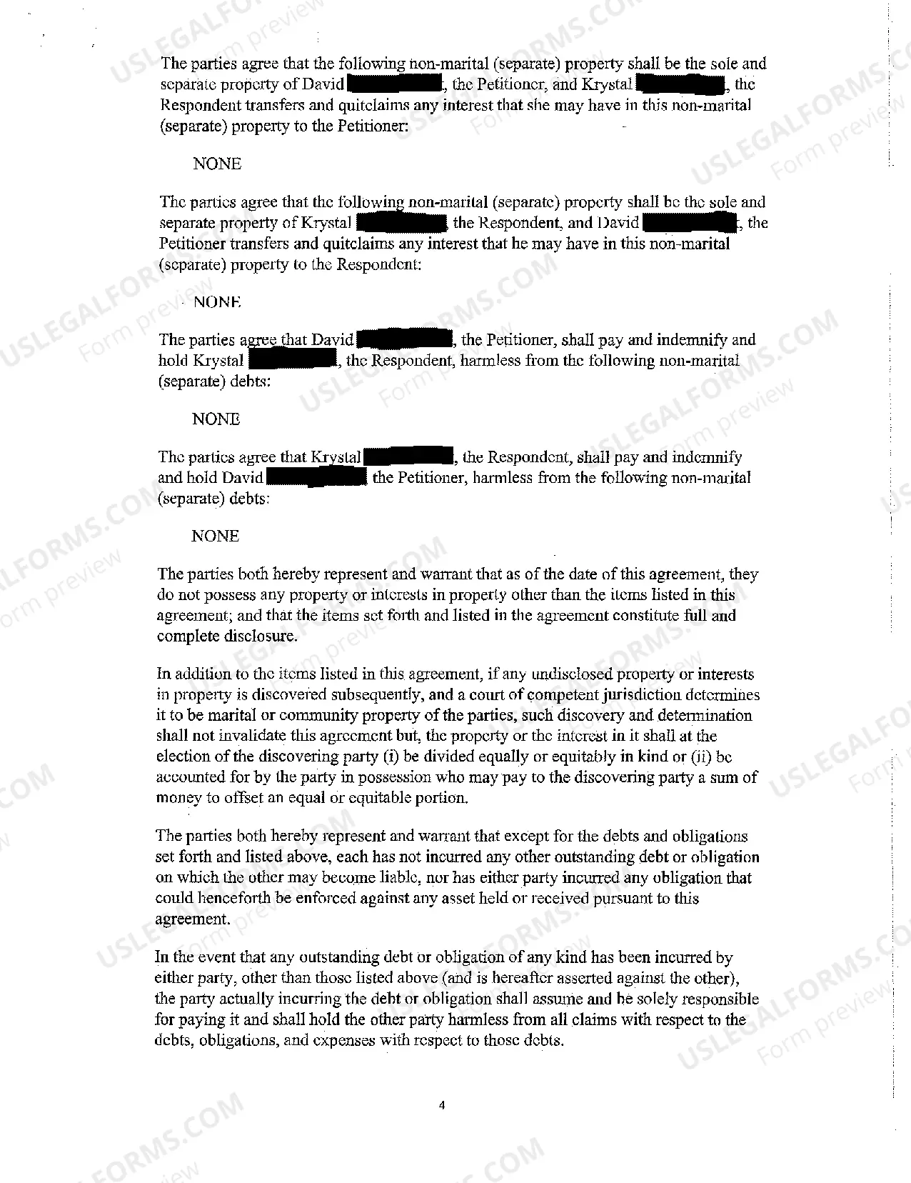 Preview A05 Marital Settlement Agreement