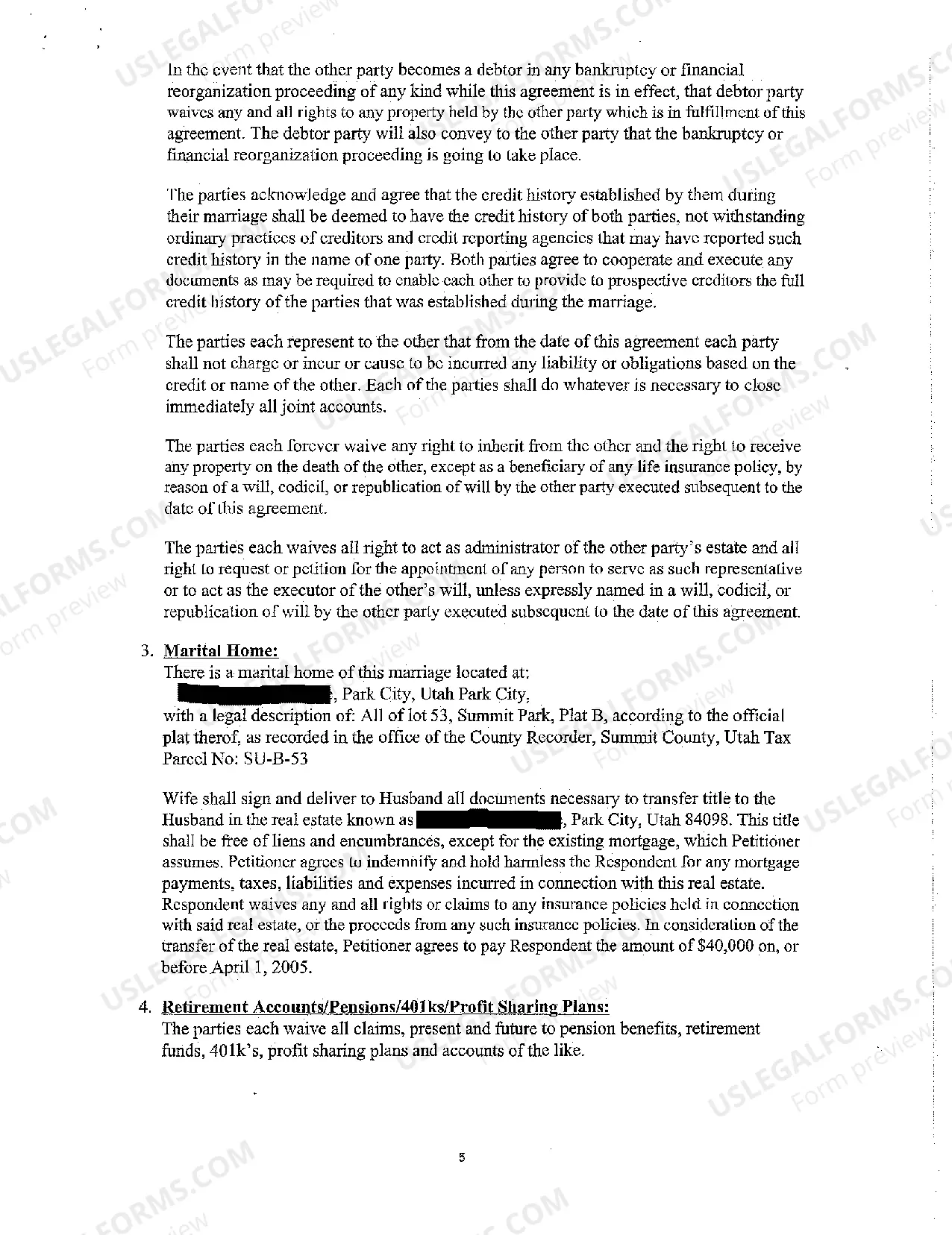 Preview A05 Marital Settlement Agreement