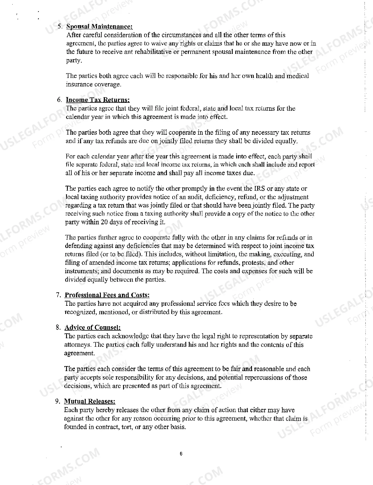 Preview A05 Marital Settlement Agreement