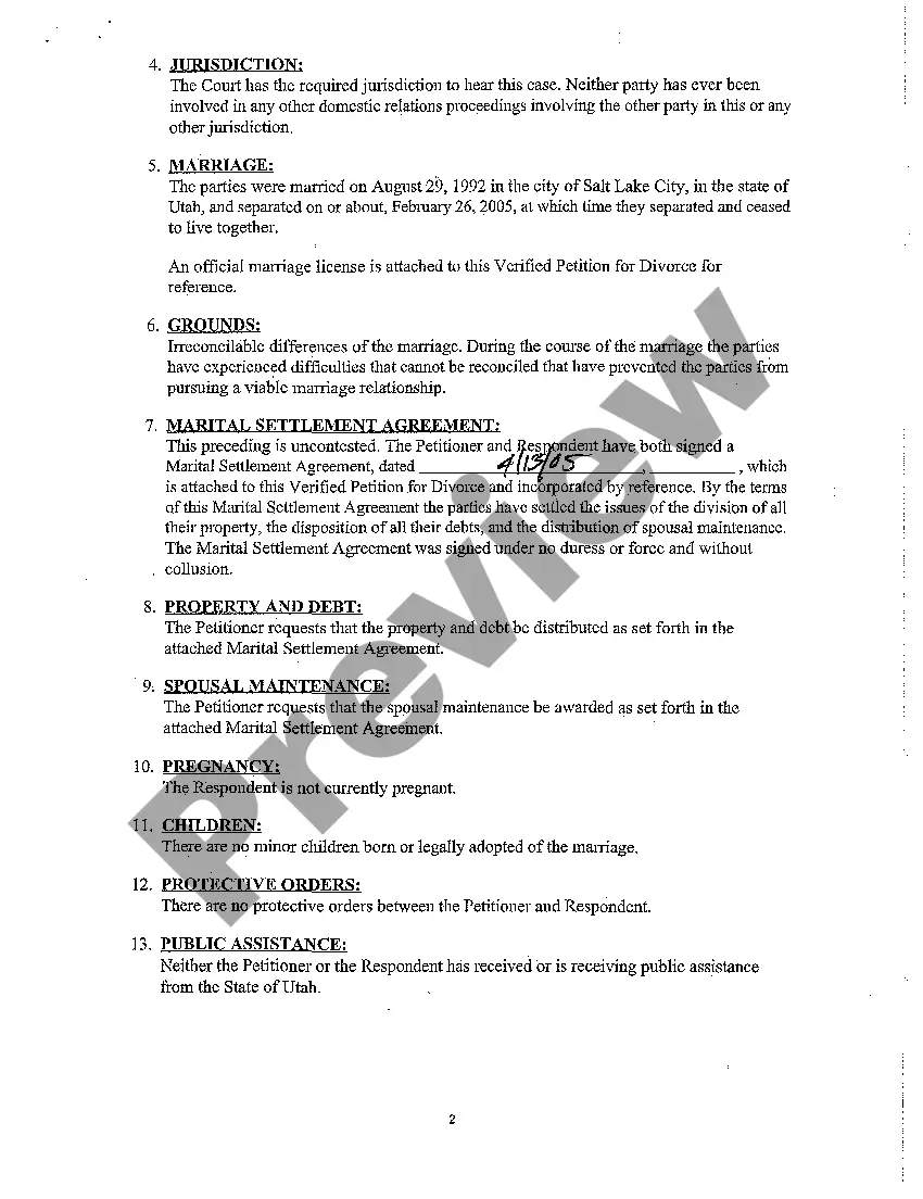 Preview A01 Verified Petition for Divorce