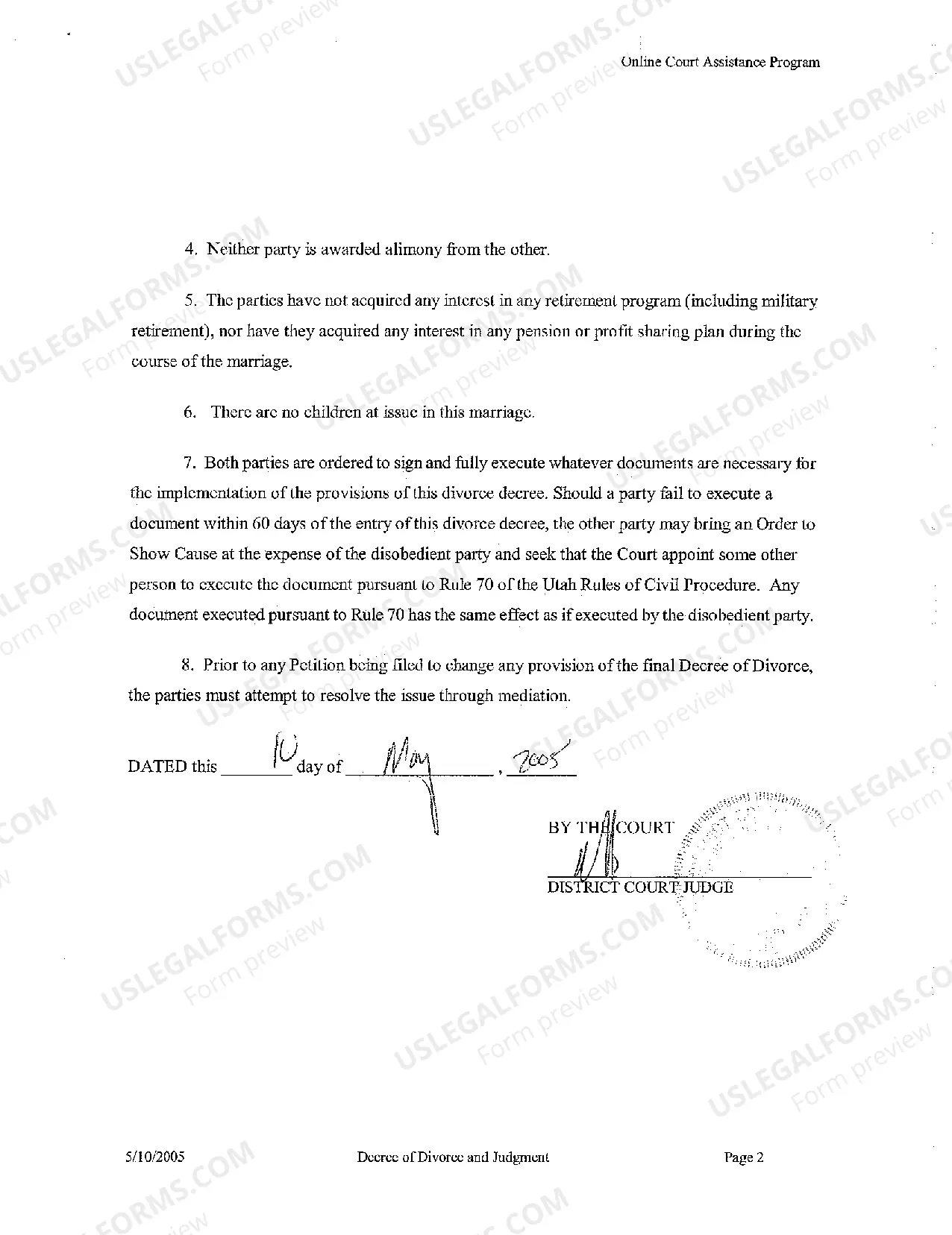 Preview A03 Decree of Divorce and Judgment