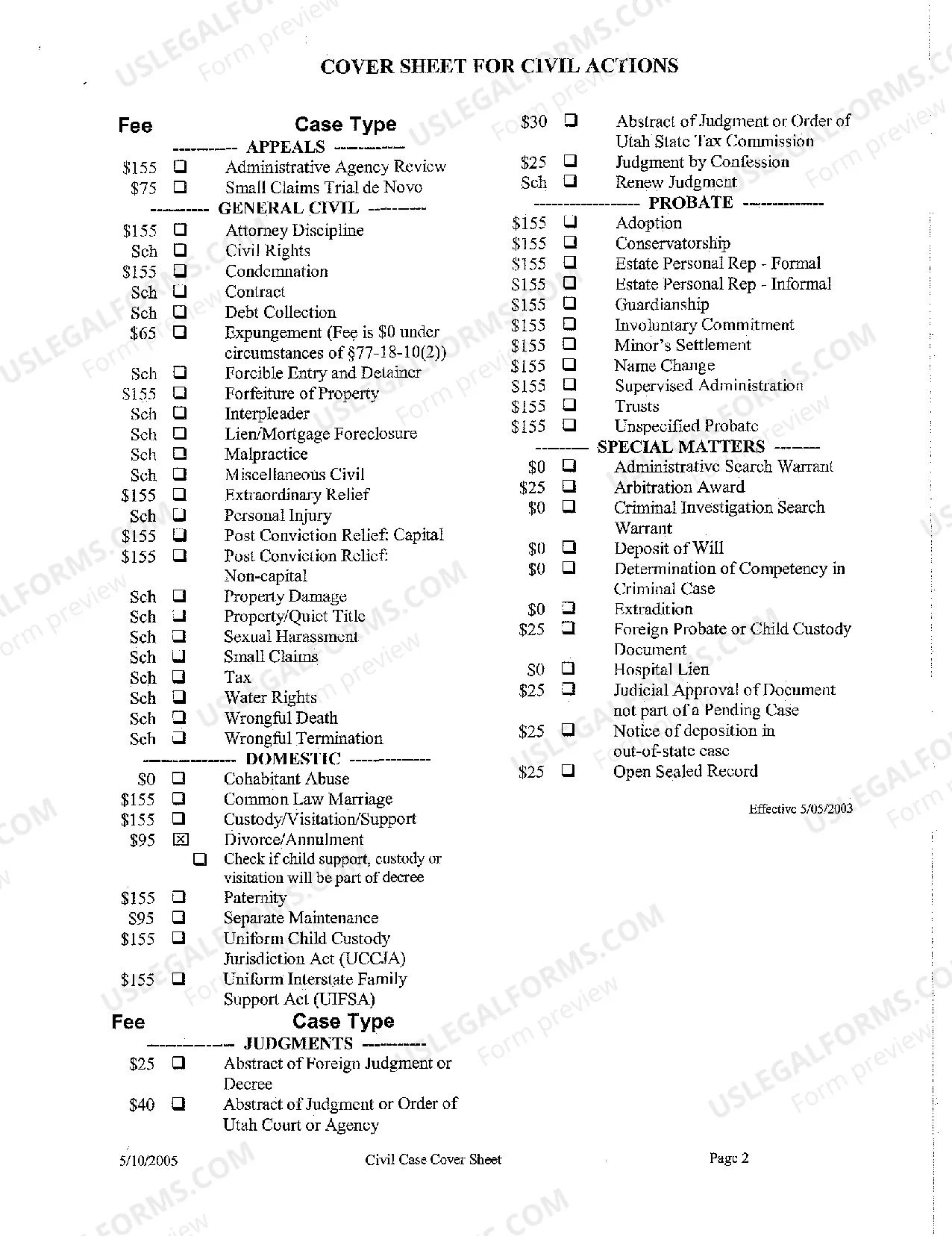 Preview A09 Cover Sheet for Civil Actions