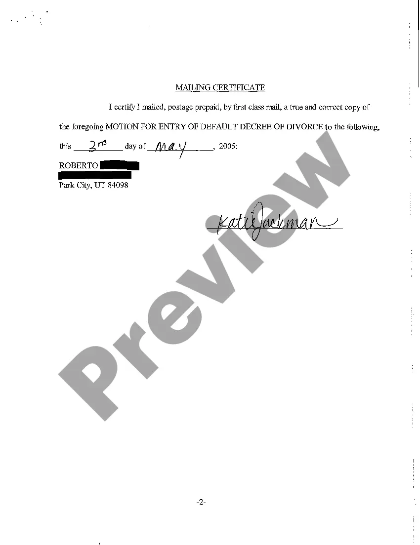 Get A06 Motion For Entry of Default Decree of Divorce Preview A06 Motion For Entry of Default Decree of Divorce