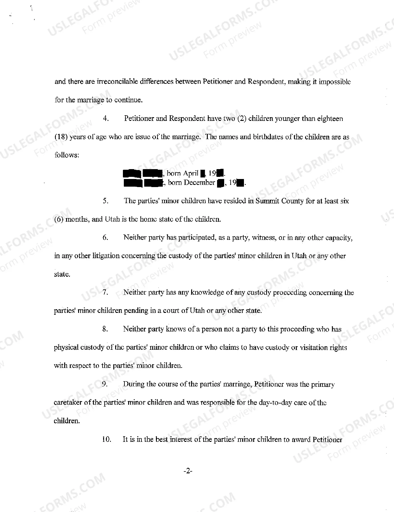 Preview A01 Verified Complaint for Divorce
