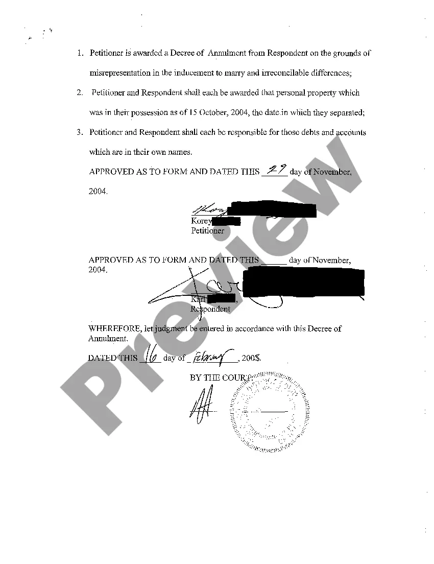 Get Decree of Annulment Preview Decree of Annulment