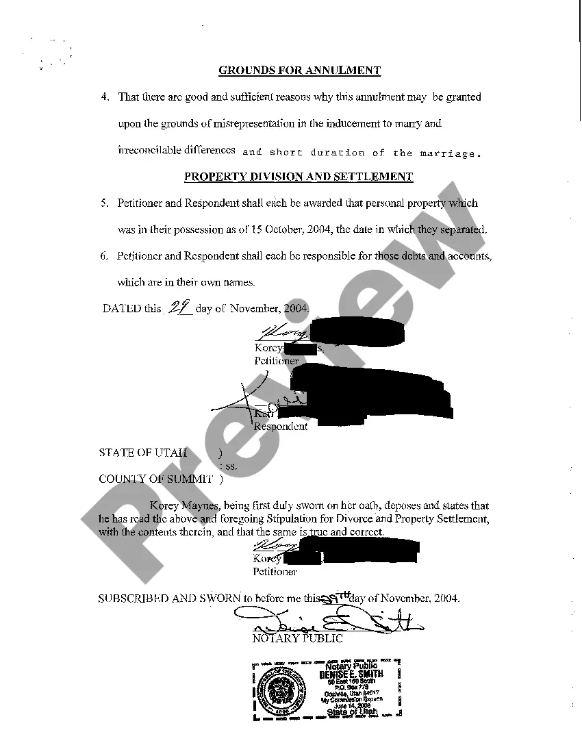 Get A03 Stipulation for Annulment and Property Settlement Preview A03 Stipulation for Annulment and Property Settlement
