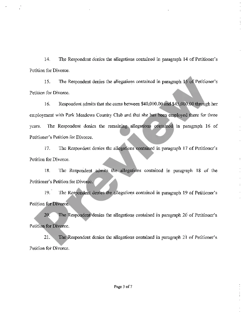 Get A04 Answer to Petition for Divorce and Counterclaim Preview A04 Answer to Petition for Divorce and Counterclaim