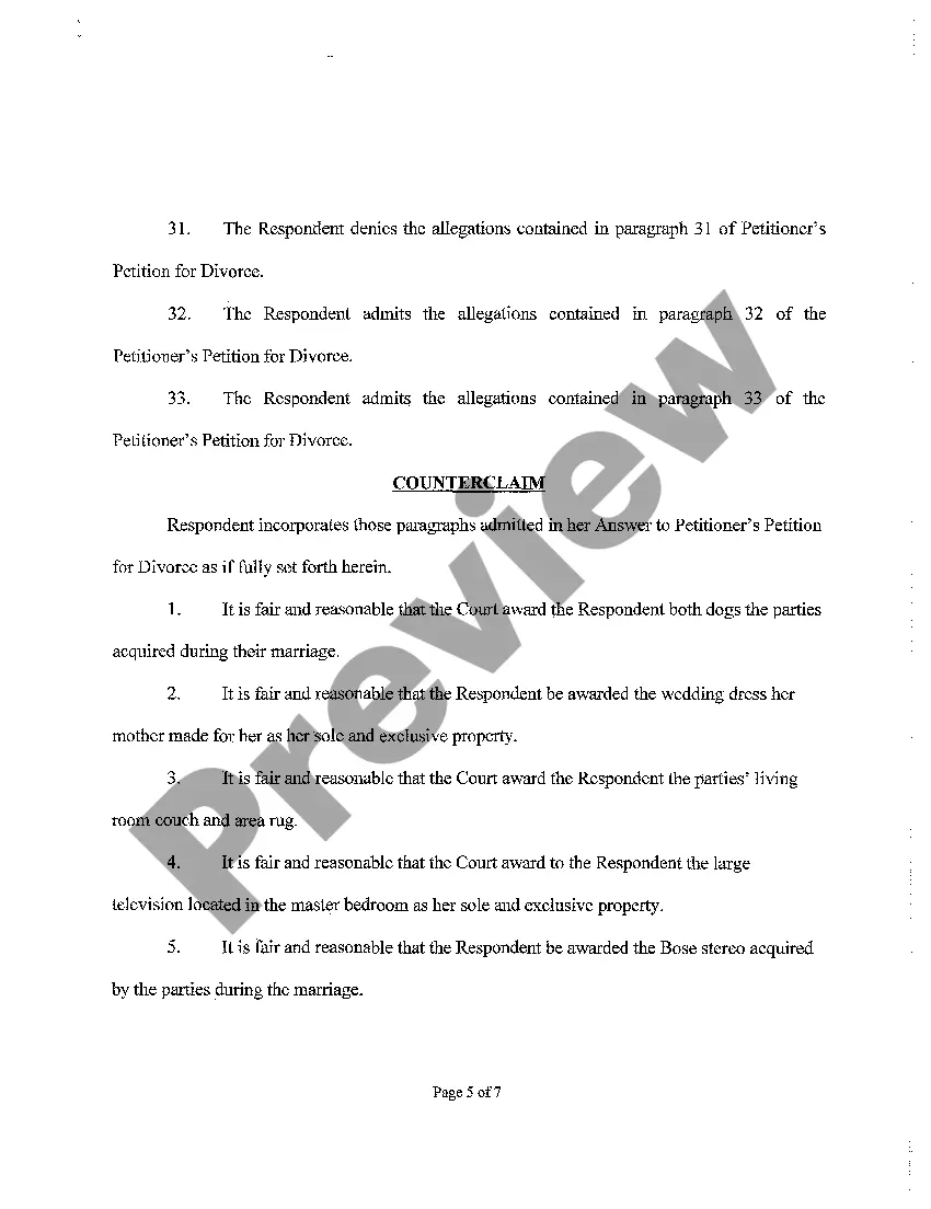 Get A04 Answer to Petition for Divorce and Counterclaim Preview A04 Answer to Petition for Divorce and Counterclaim