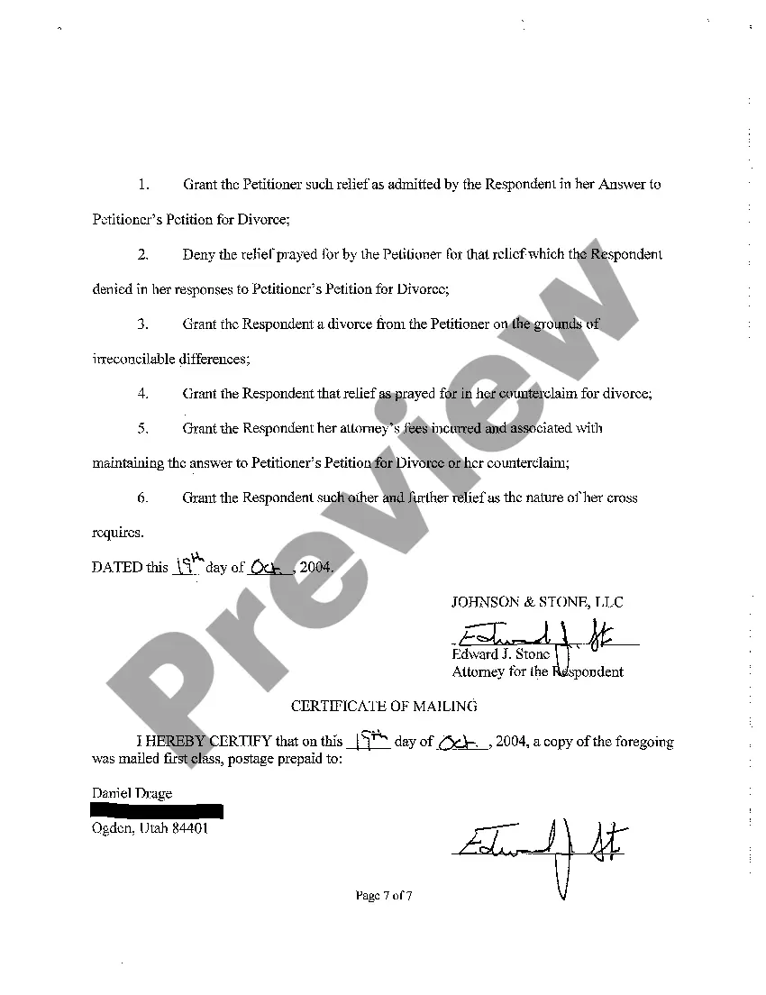 Get A04 Answer to Petition for Divorce and Counterclaim Preview A04 Answer to Petition for Divorce and Counterclaim