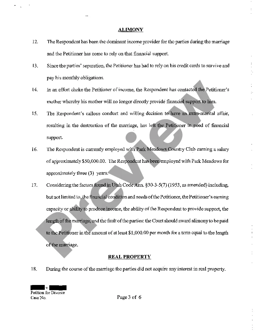 Get A05 Petition of Divorce Preview A05 Petition of Divorce