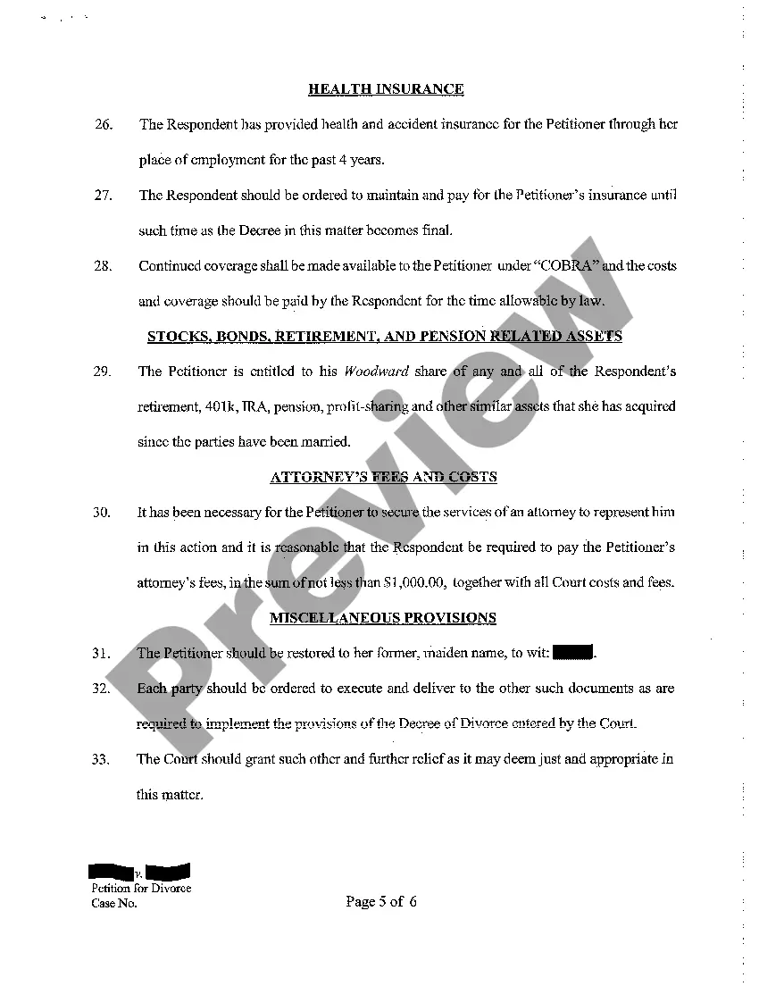 Get A05 Petition of Divorce Preview A05 Petition of Divorce