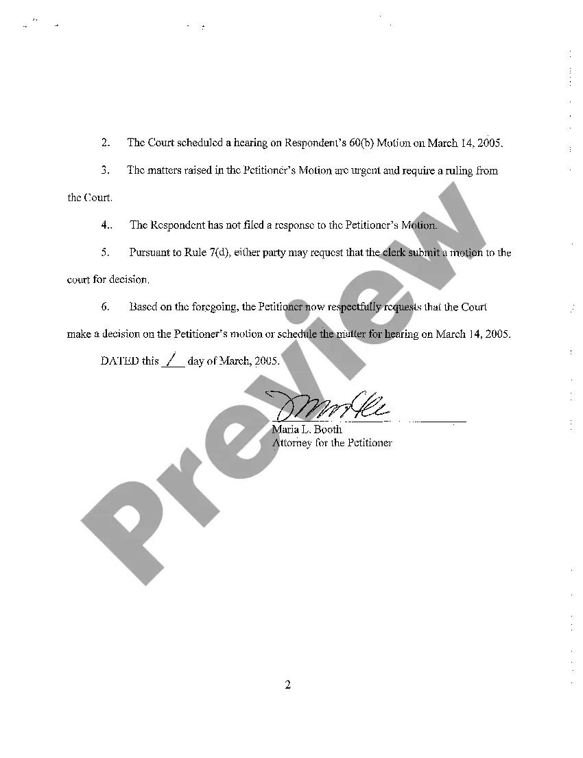 Preview A04 Request to Submit Petitioner's Motion for Temporary Order