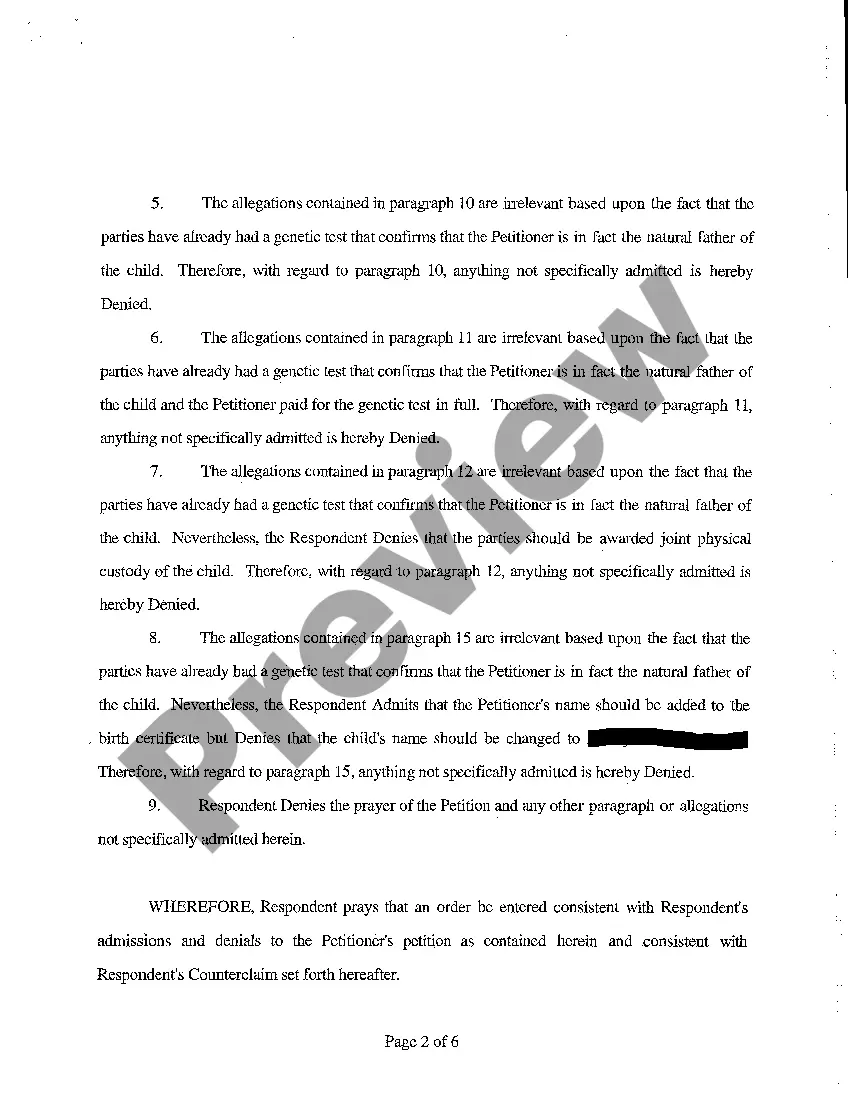 Preview A02 Answer and Counterclaim