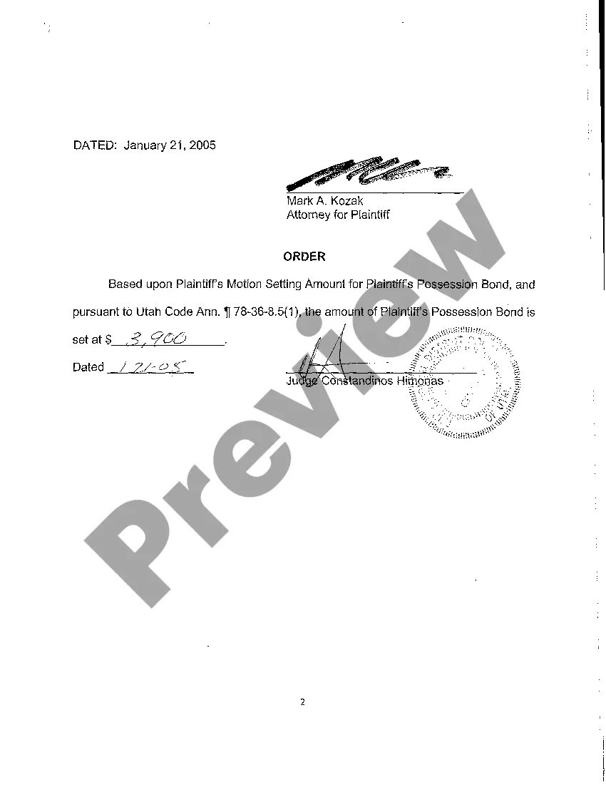 Preview A06 Motion and Order Setting Amount for Possession Bond