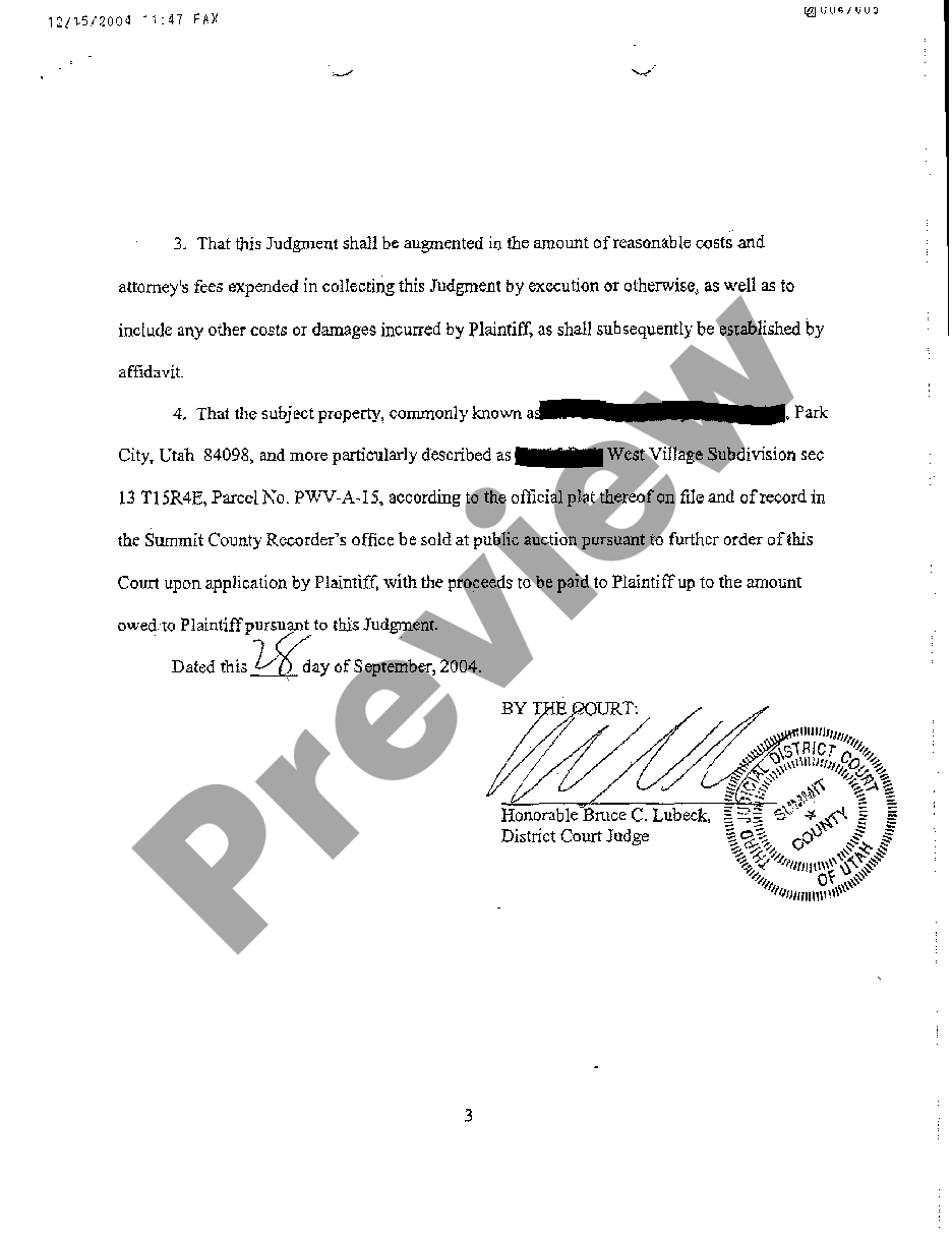 page 6 A05 Request for Writ of Execution regarding Sale of Real Property preview