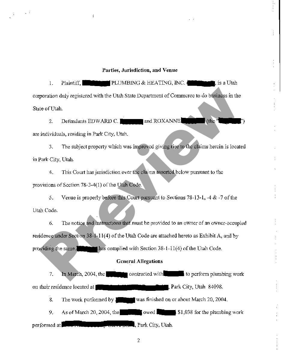 page 1 A01 Complaint for Foreclosure preview