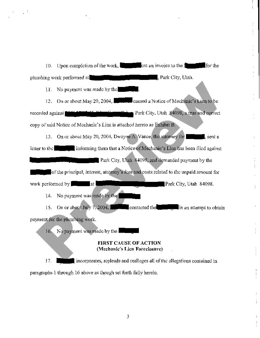 Get A01 Complaint for Foreclosure Preview A01 Complaint for Foreclosure