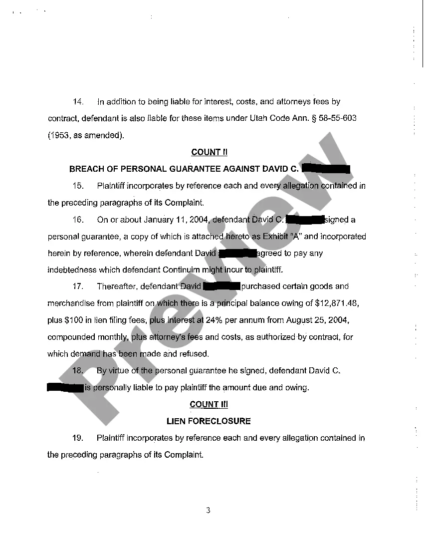 Preview A01 Complaint for Foreclosure