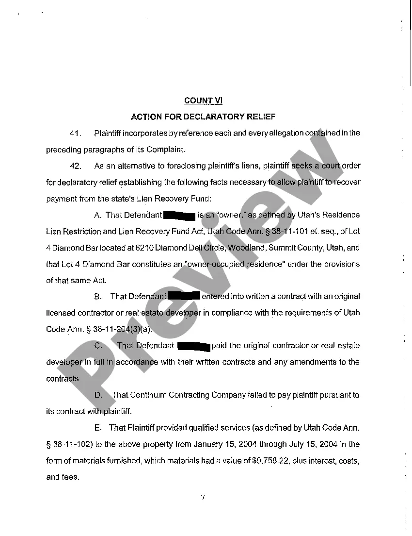 Preview A01 Complaint for Foreclosure