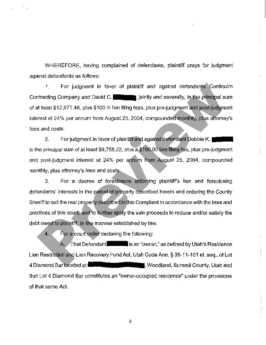 Preview A01 Complaint for Foreclosure