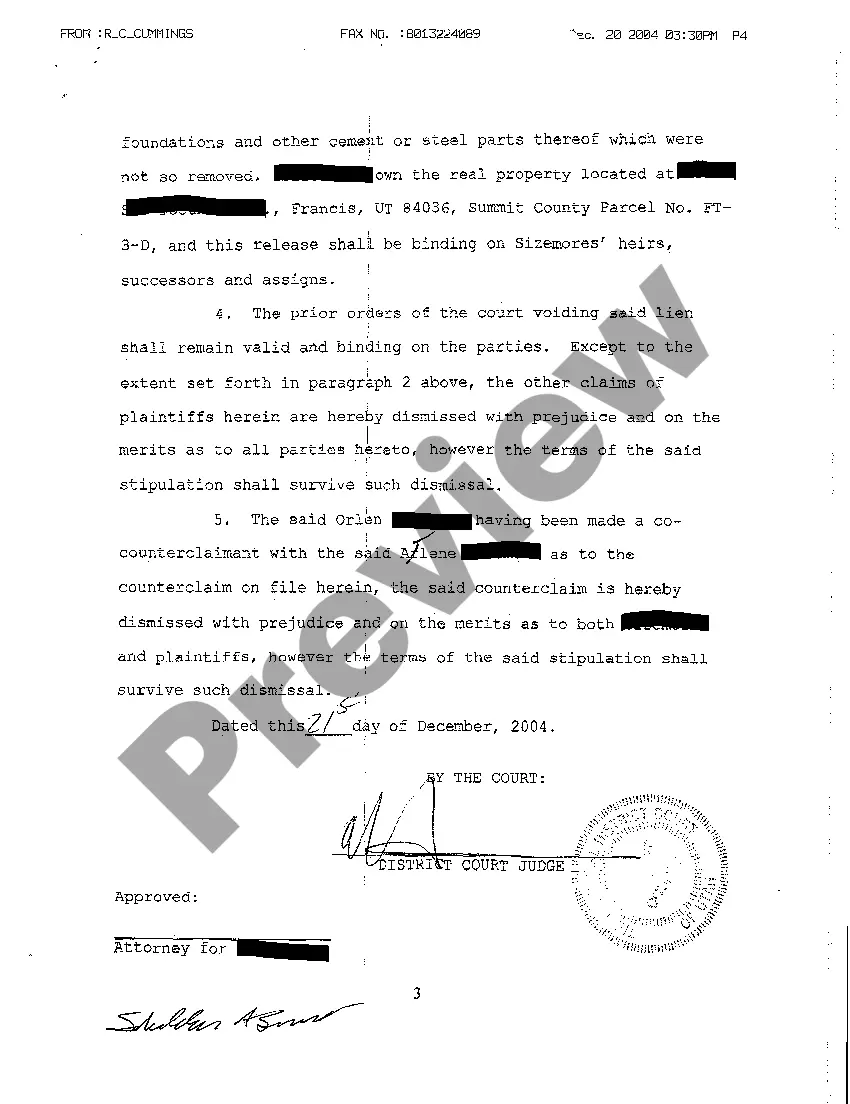 Preview A07 Order Approving Stipulation of Settlement and of Dismissal