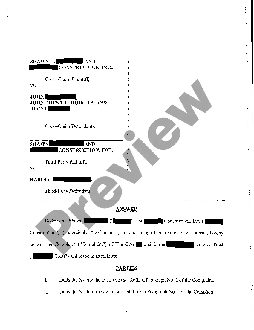 Preview A03 Answer, Counterclaim, Crossclaim, and Third-Party Claim