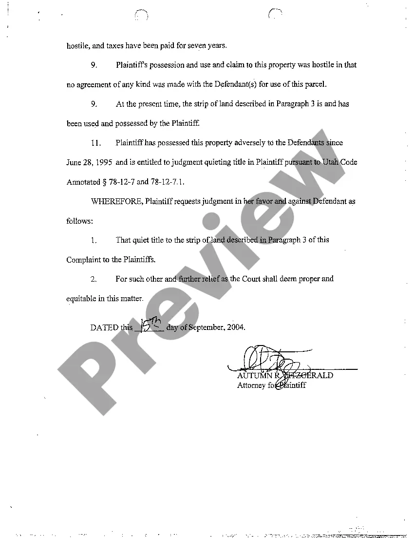 Get A01 Complaint To Quiet Title To Real Property Based Adverse Possession Preview A01 Complaint To Quiet Title To Real Property Based Adverse Possession