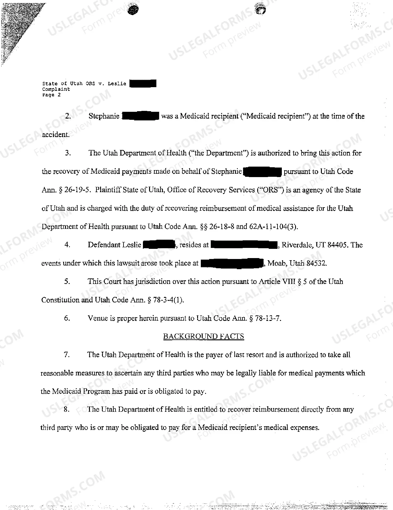 Preview A01 Complaint for Medicaid Recovery