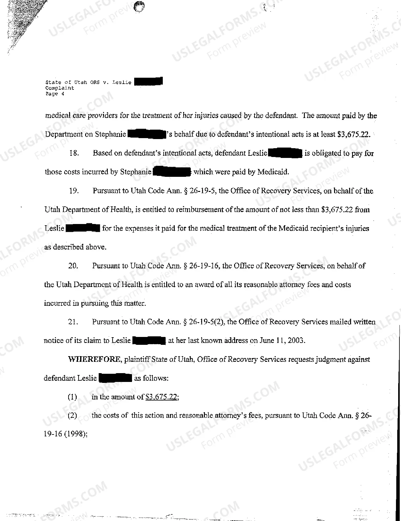 Preview A01 Complaint for Medicaid Recovery