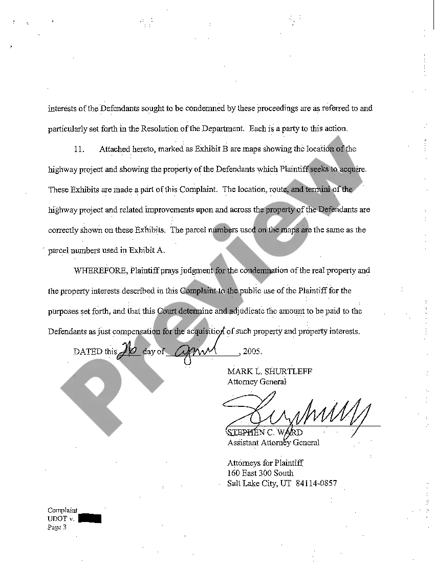 Preview A01 Complaint for Eminent Domain