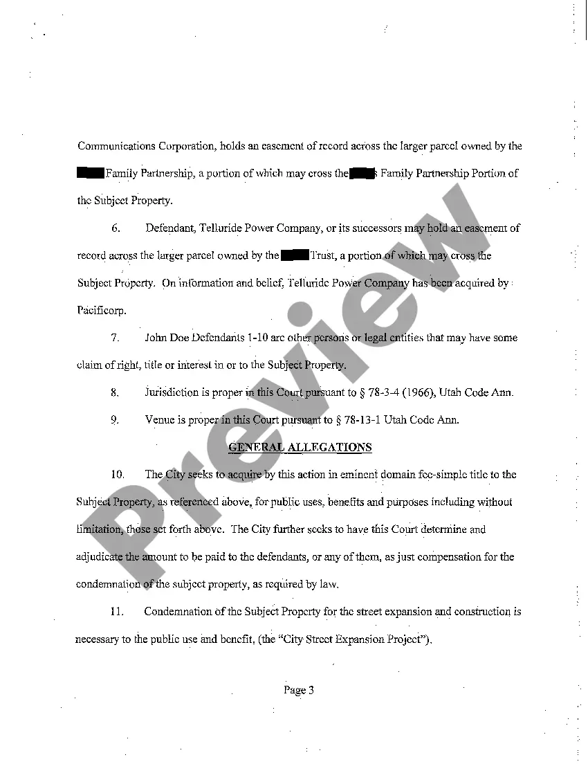 Preview A01 Complaint for Eminent Domain