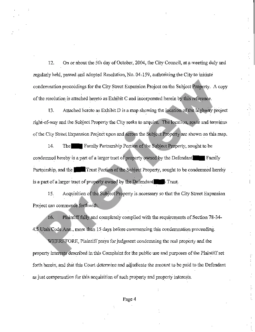 Preview A01 Complaint for Eminent Domain