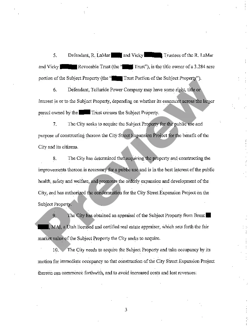 Preview A03 Plaintiff's Memorandum of Pints and Authorities in Support of It's Motion For Immediate Occupancy