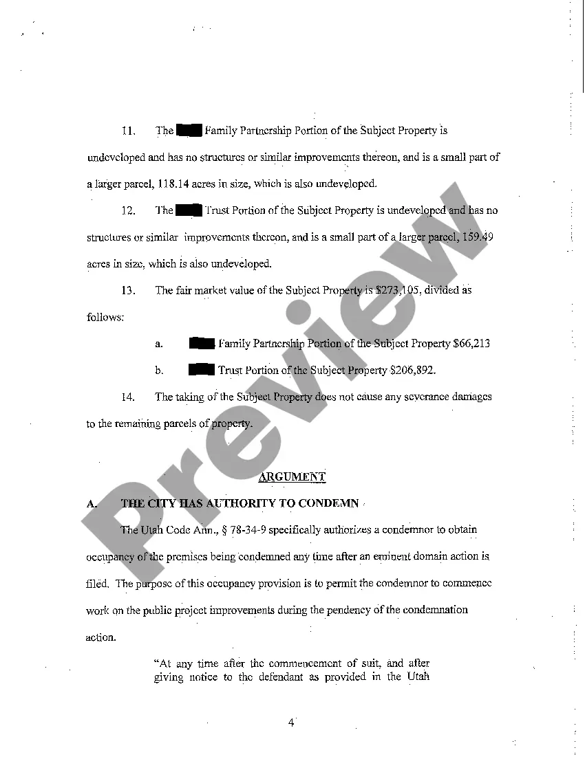 Preview A03 Plaintiff's Memorandum of Pints and Authorities in Support of It's Motion For Immediate Occupancy