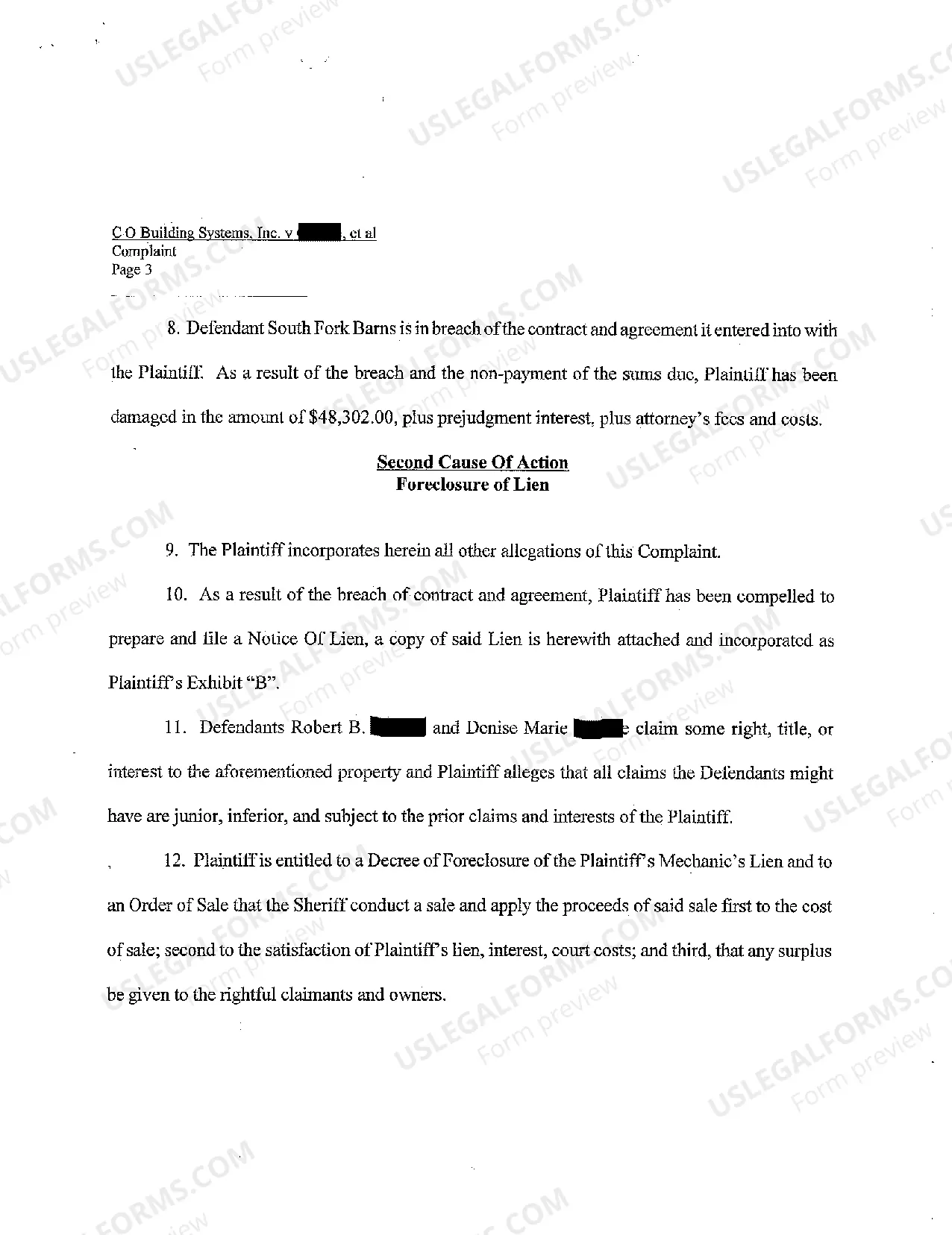 Preview A01 Complaint for Unpaid Debt for Construction Work