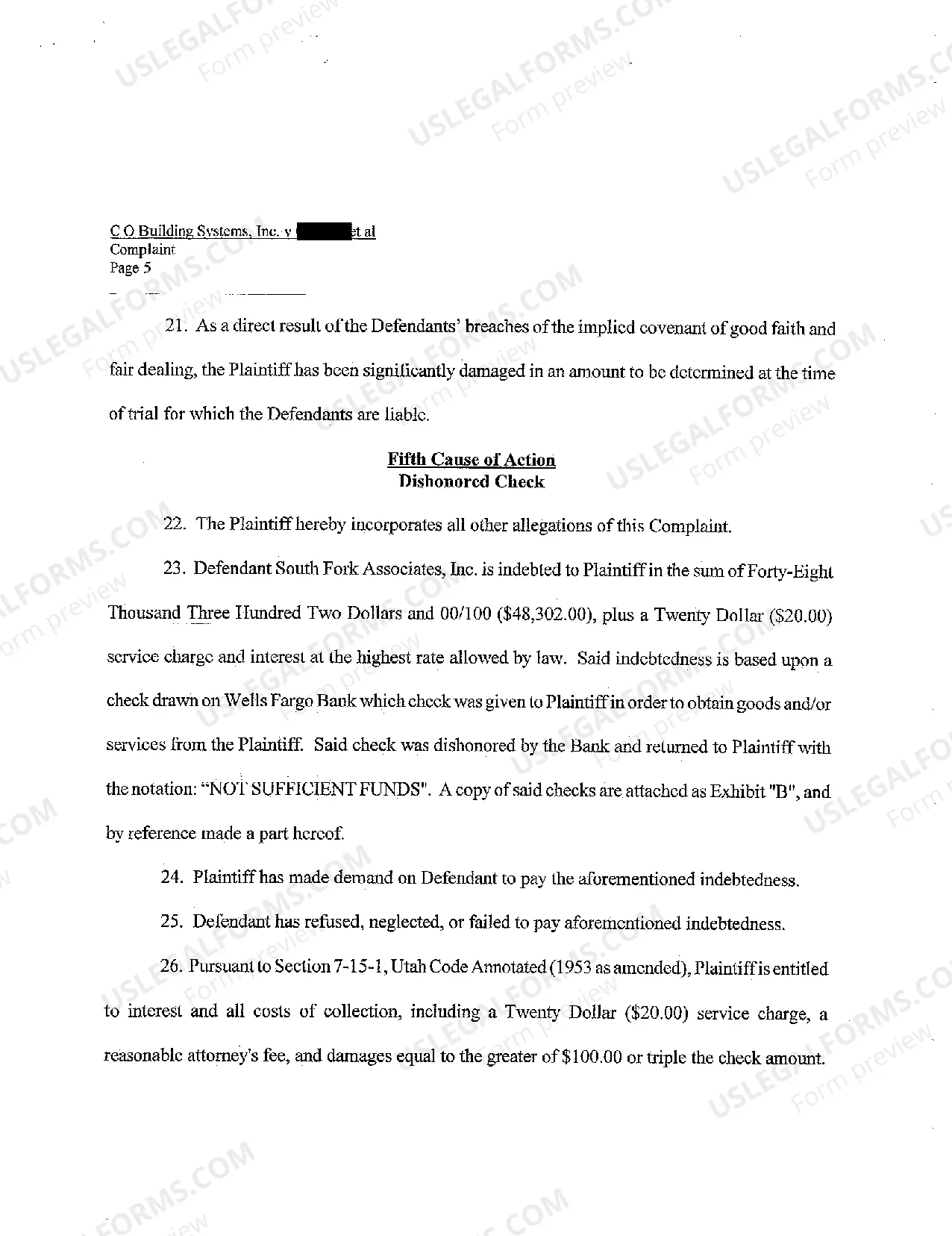 Preview A01 Complaint for Unpaid Debt for Construction Work