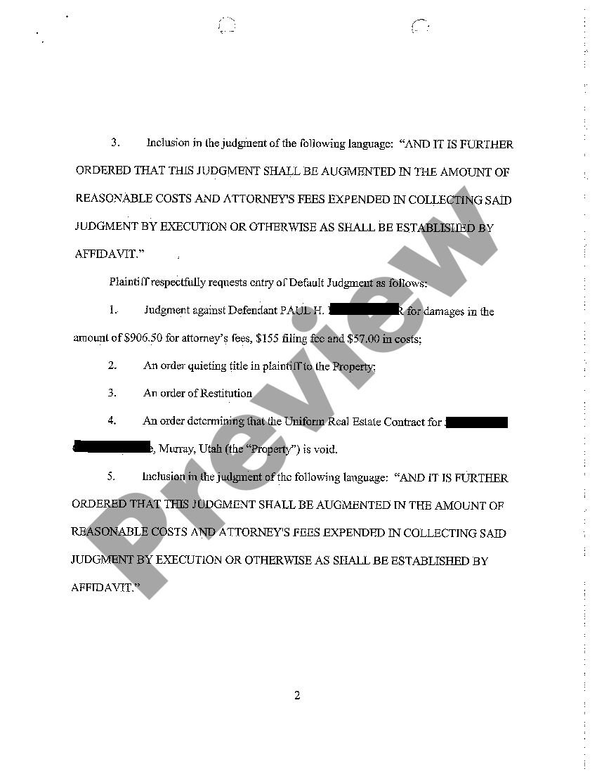Utah Memorandum in Support of Motion For Default Judgment US Legal Forms